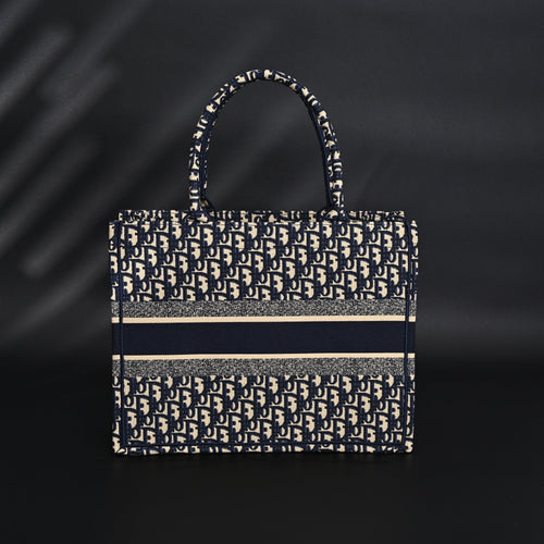 Christian Dior Large Book Tote – Blue Oblique Embroidery